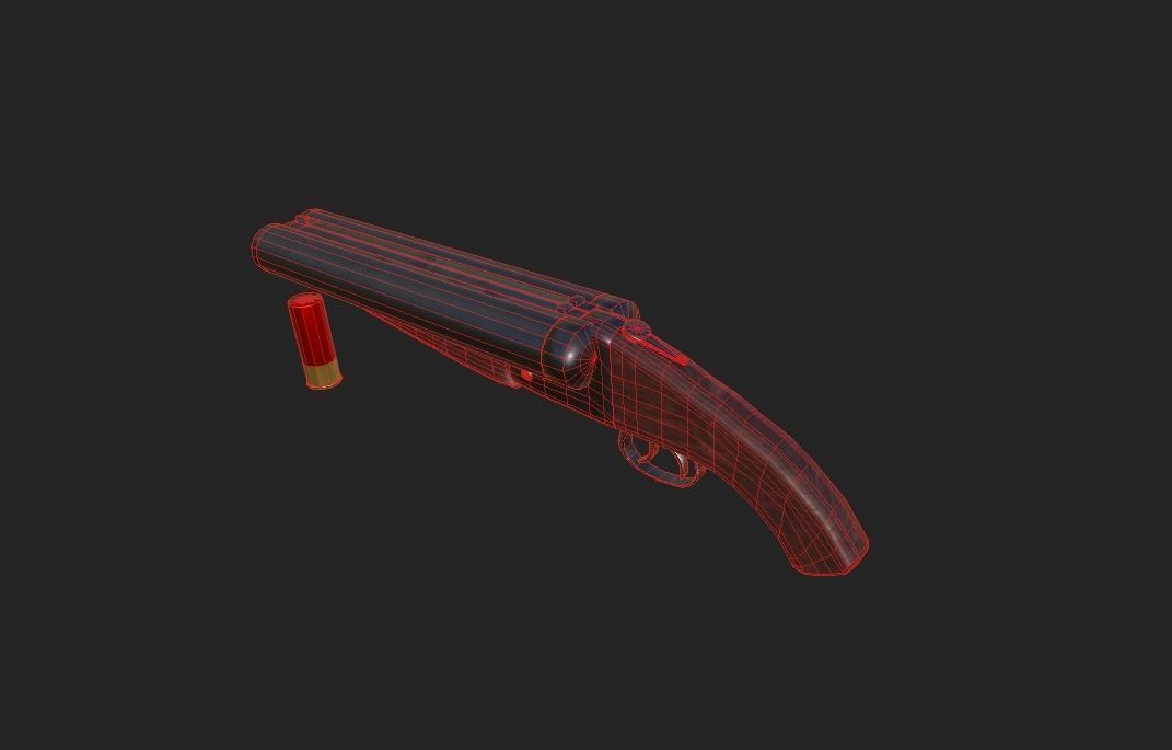 Double barrel short shotgun  Low-poly 3D model_4