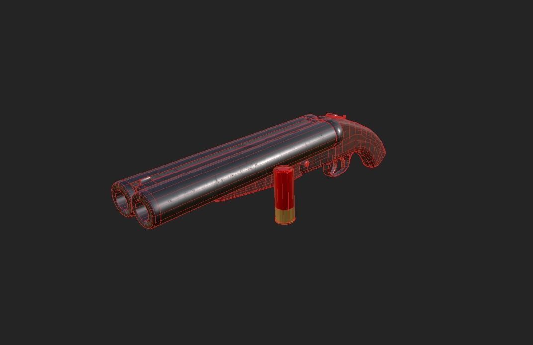 Double barrel short shotgun  Low-poly 3D model_5
