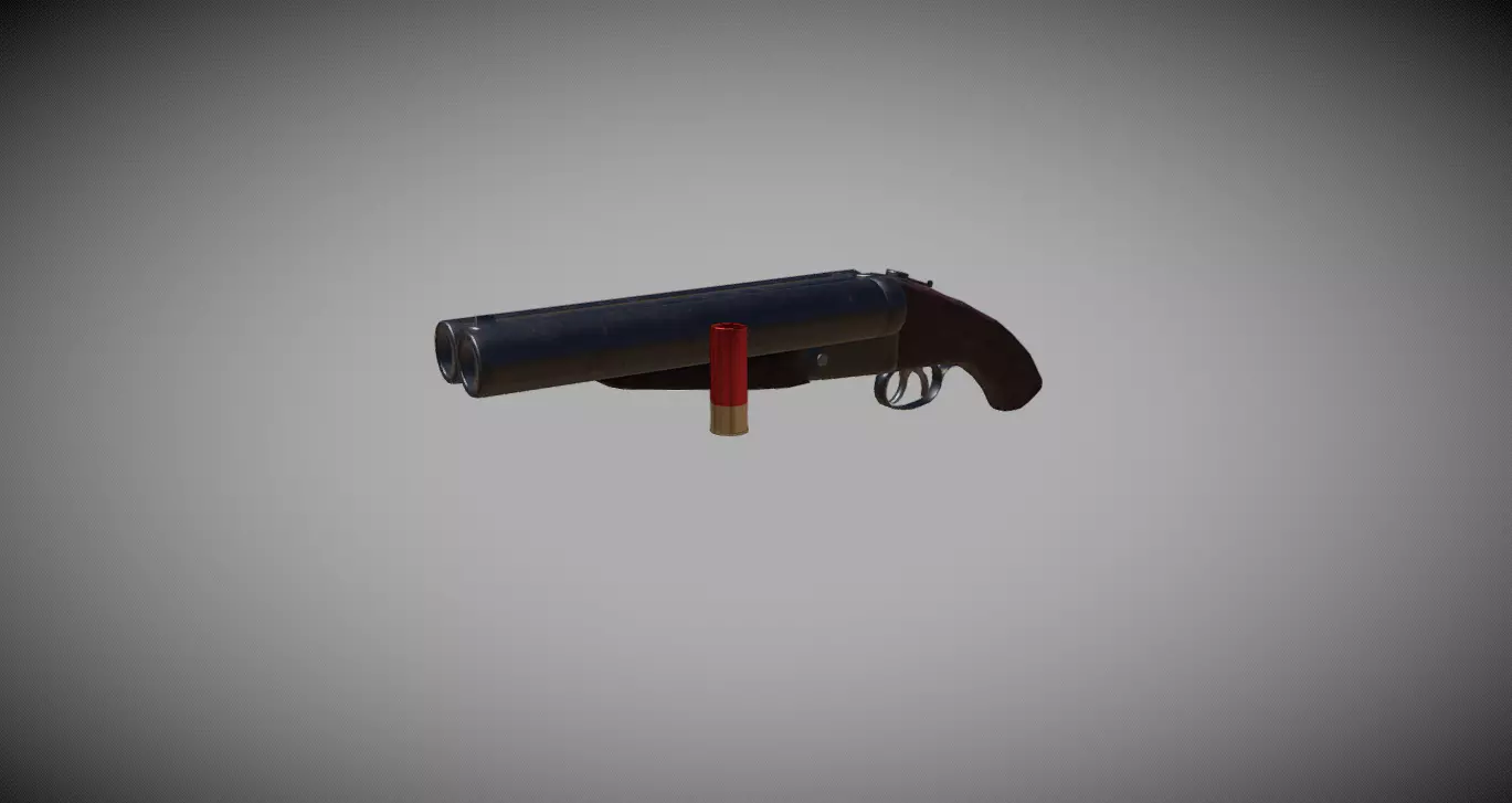 Double barrel short shotgun  Low-poly 3D model_0