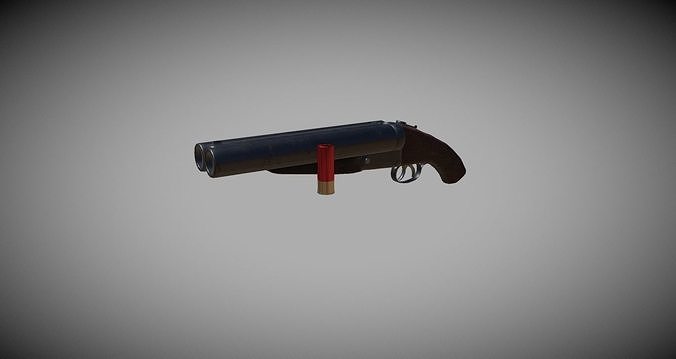 Double barrel short shotgun  Low-poly 3D model
