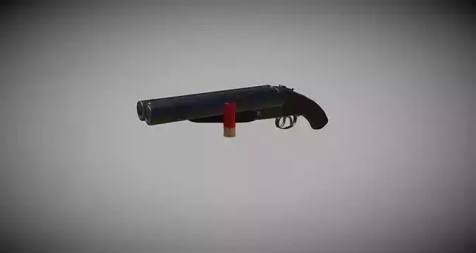 Double barrel short shotgun  Low-poly 3D model