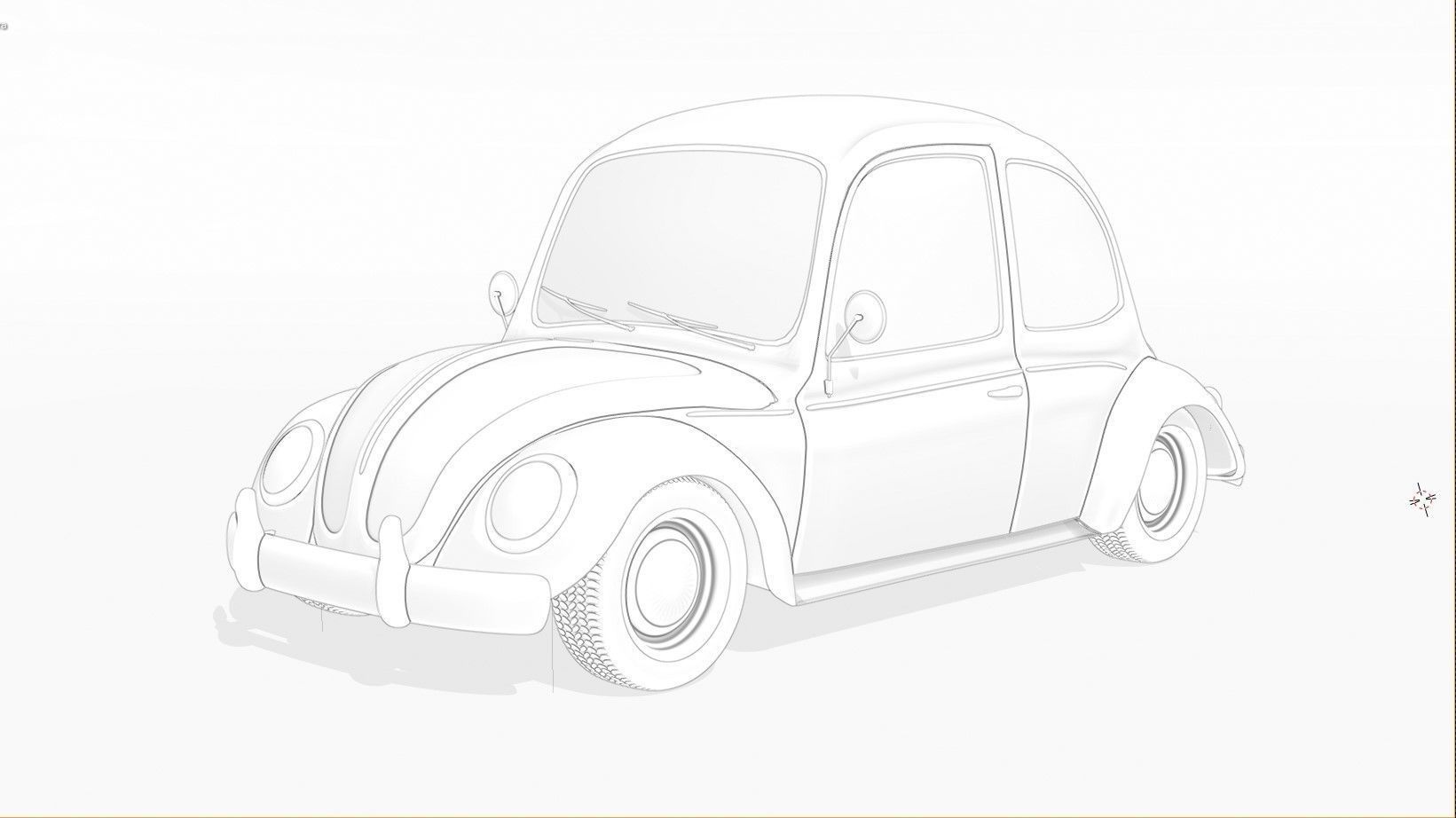 Classic Beetle Cartoon Style 3D model_11