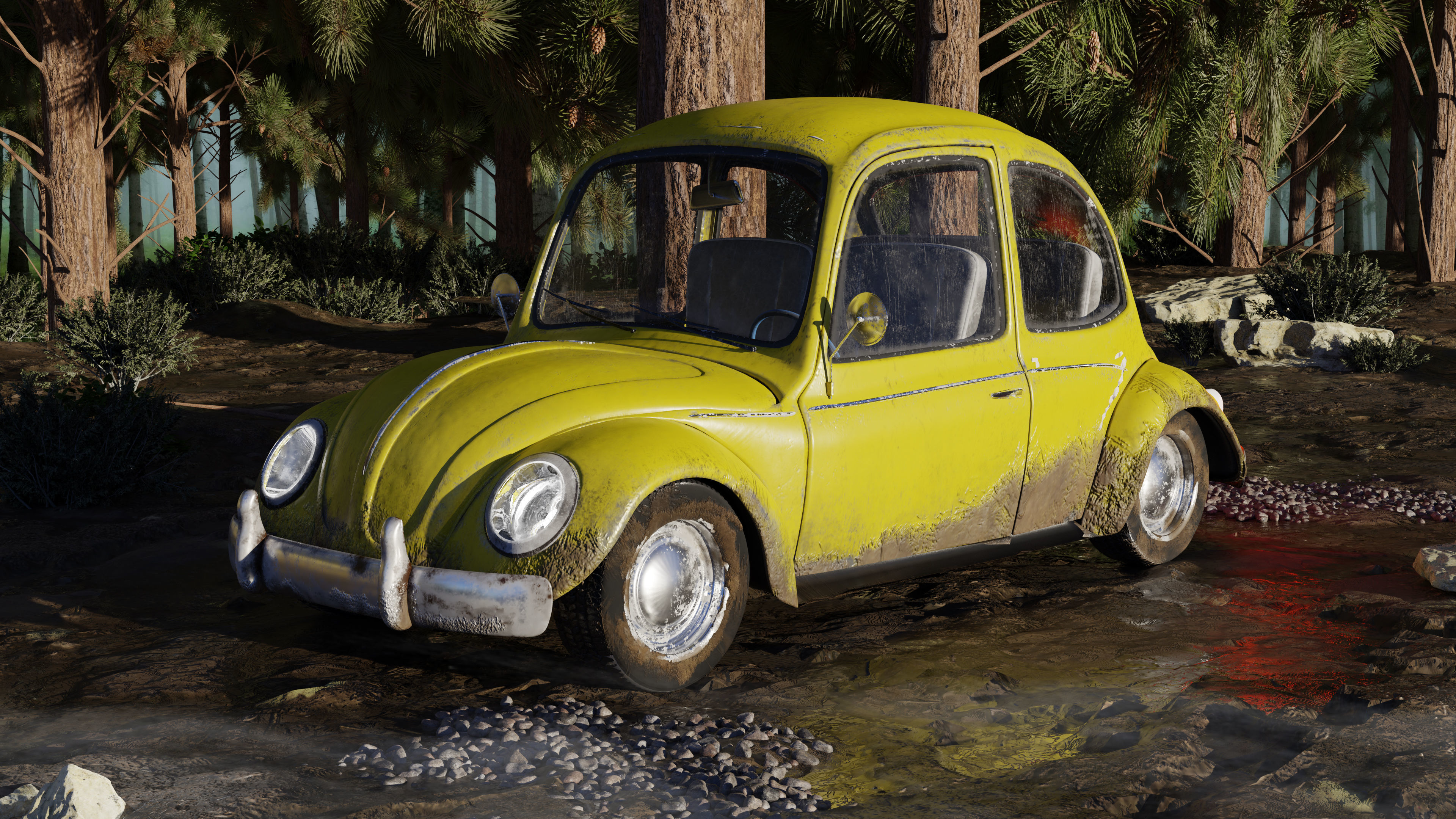 Classic Beetle Cartoon Style 3D model_4