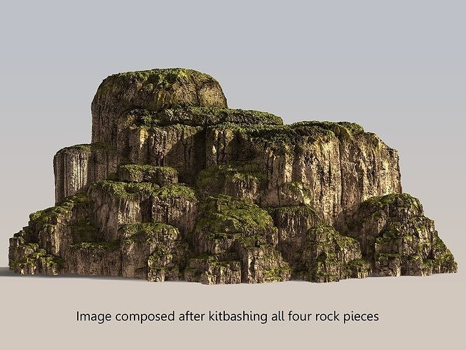 Mossy Modular Rocks Kit 3D model