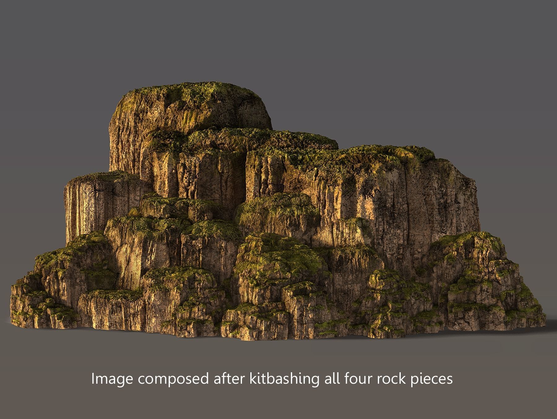 Mossy Modular Rocks Kit 3D model_1