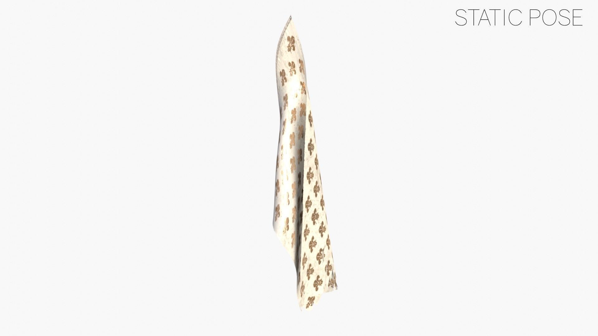 Royal French Flag until 1792 Low-poly 3D model_9