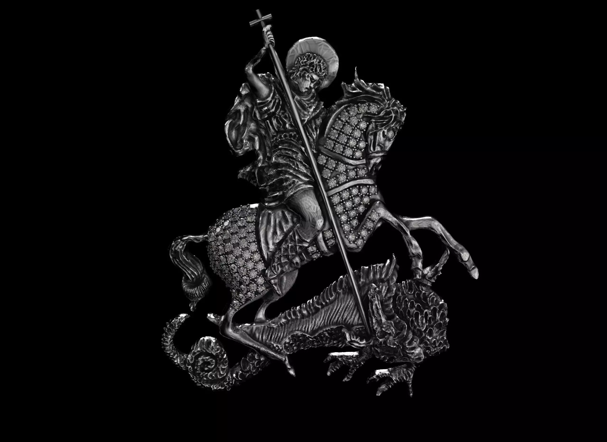 Saint George and the Dragon 3D print model