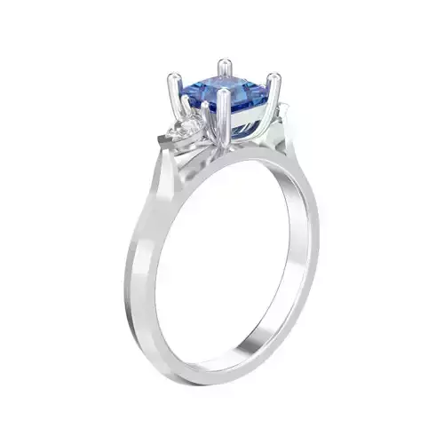 Holly Trilogy princess and pear diamond 3 stone ring 