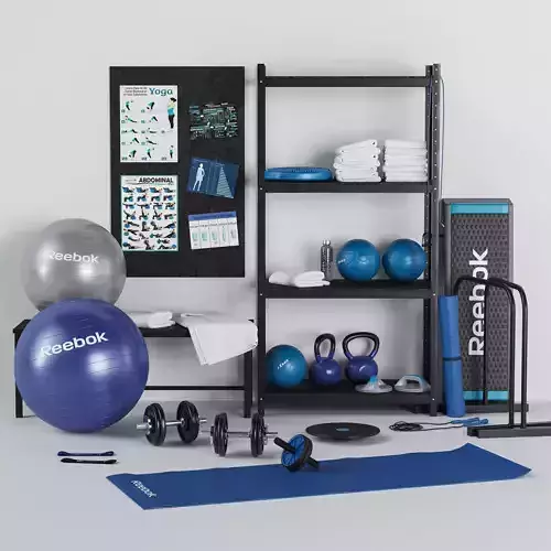 Sports set two dumbbells on mat