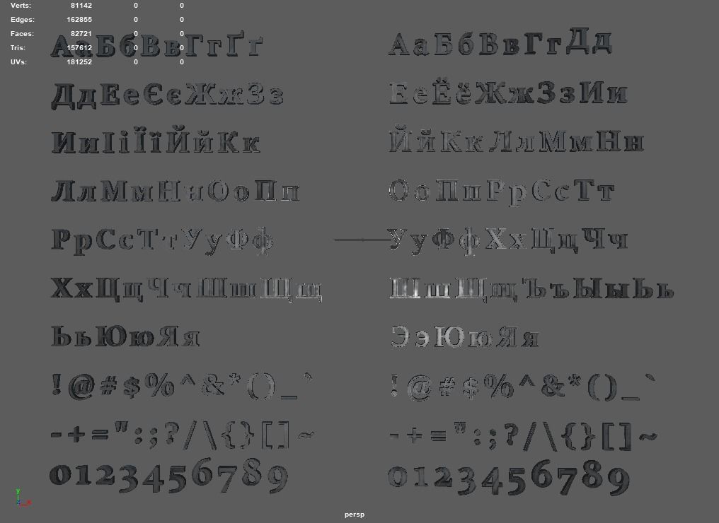 Russian and Ukrainian Letters - Iron Low-poly 3D model_4