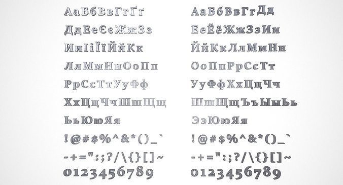 Russian and Ukrainian Letters - Iron Low-poly 3D model