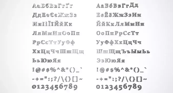 Russian and Ukrainian Letters - Iron Low-poly 3D model