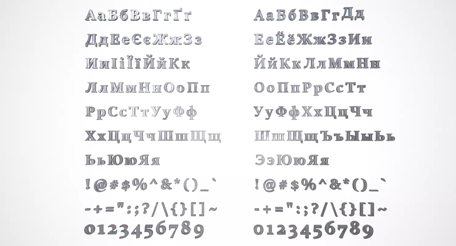 Russian and Ukrainian Letters - Iron Low-poly 3D model_0