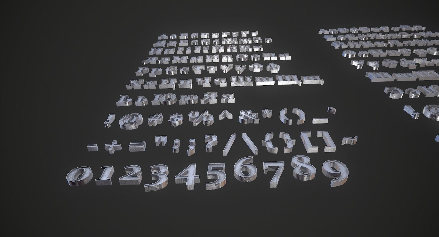Russian and Ukrainian Letters - Iron Low-poly 3D model_16