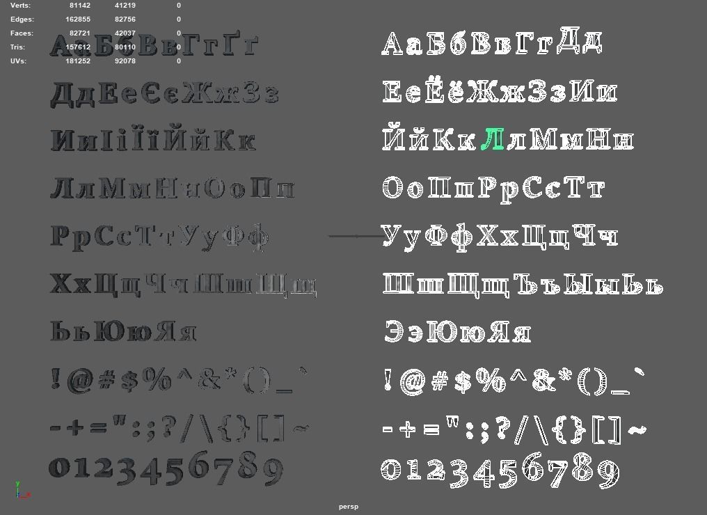 Russian and Ukrainian Letters - Iron Low-poly 3D model_3