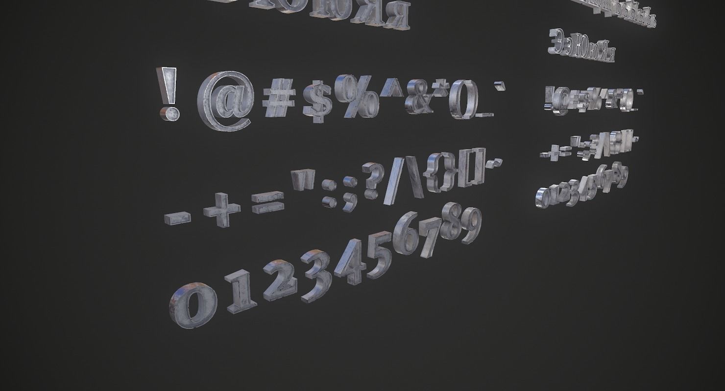 Russian and Ukrainian Letters - Iron Low-poly 3D model_14