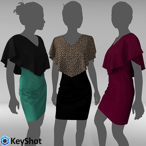 Dress bi color 3D model