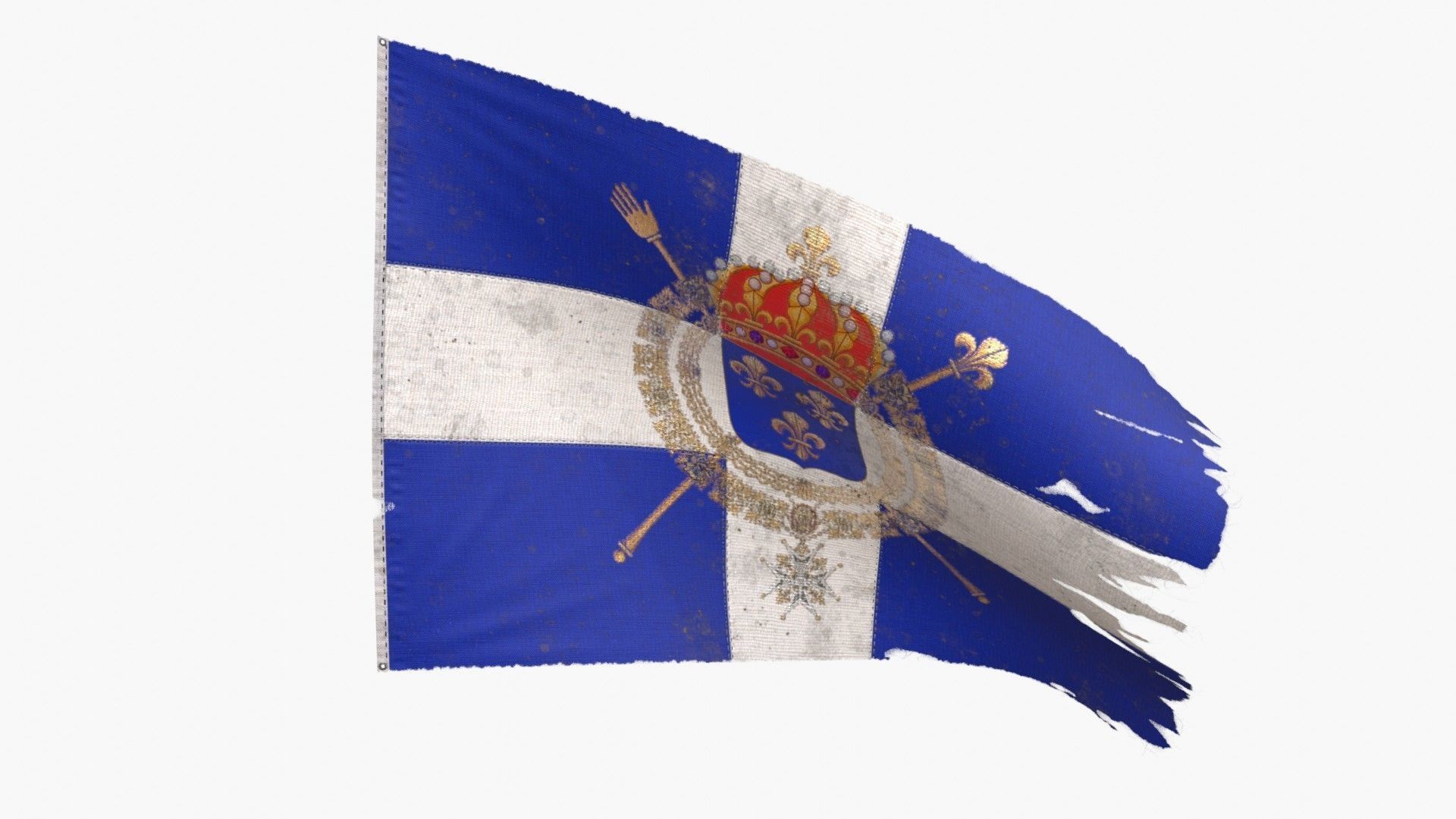 Naval flag of the Kingdom of France 1365 - 1792 Low-poly 3D model_3