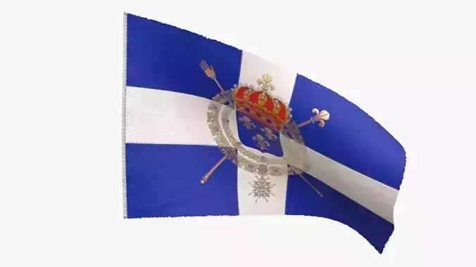 Naval flag of the Kingdom of France 1365 - 1792 Low-poly 3D model