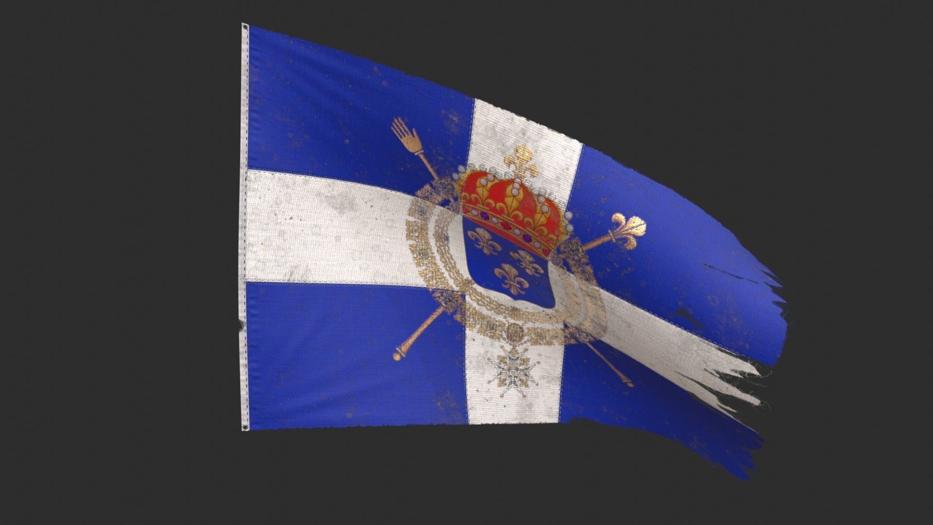 Naval flag of the Kingdom of France 1365 - 1792 Low-poly 3D model_5