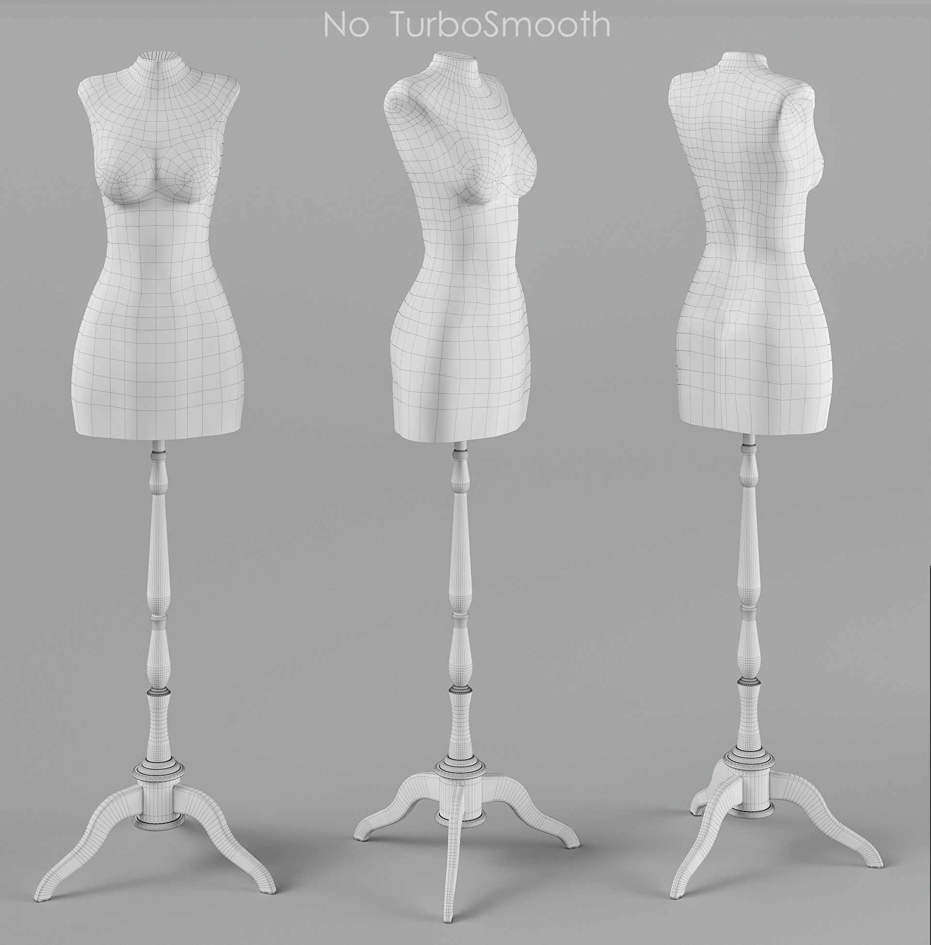 Wedding dress with train 3D model_8