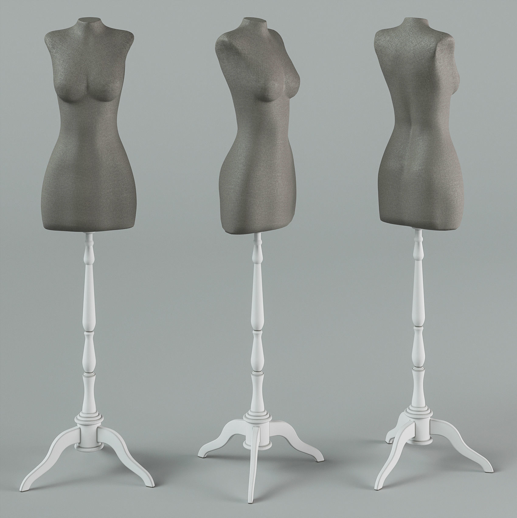 Wedding dress with train 3D model_5