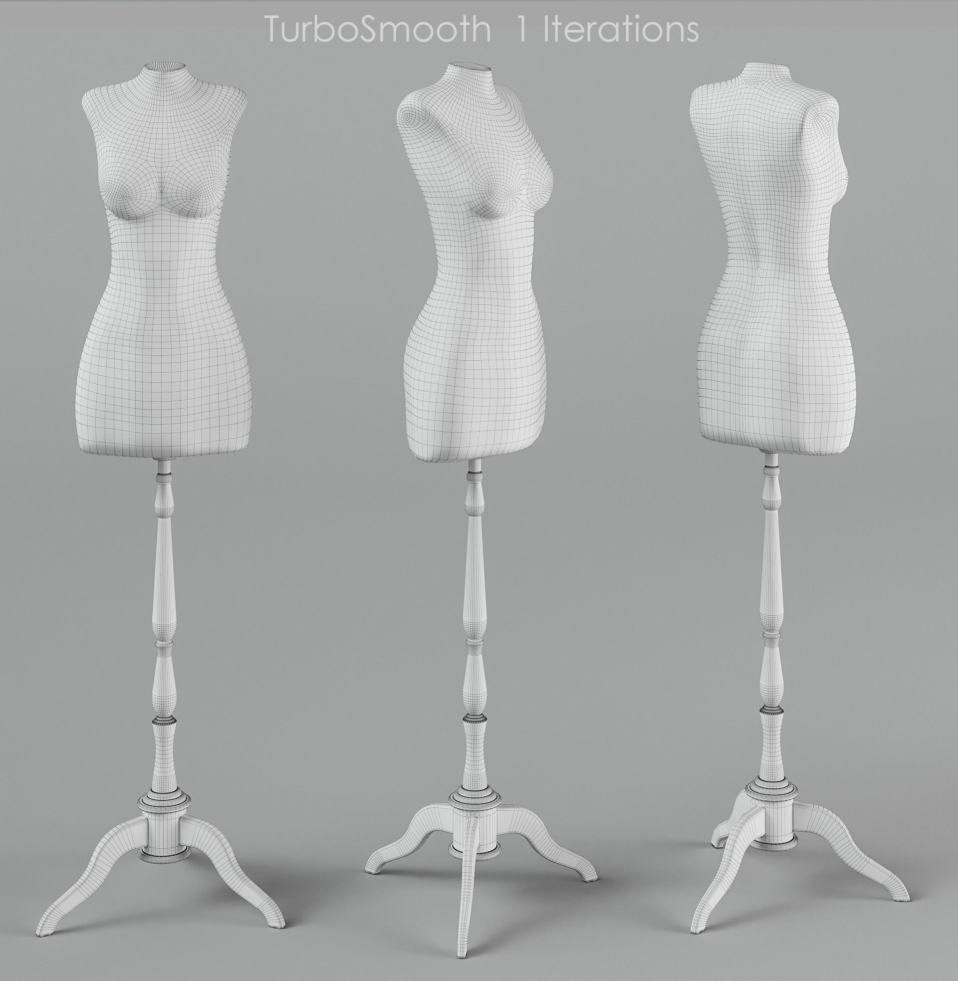 Wedding dress with train 3D model_9