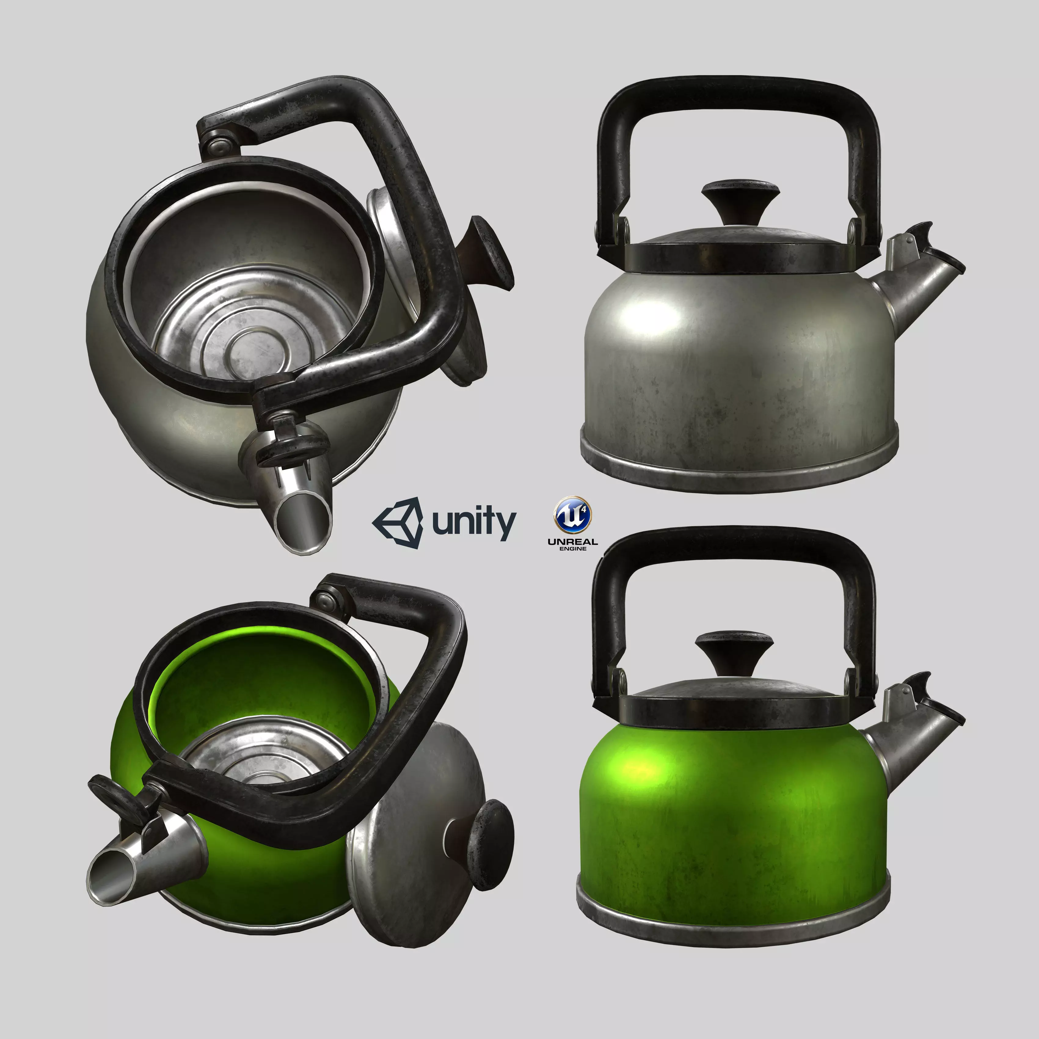 Whistling Kettle for game Unreal Engine and Unity Low-poly 3D model_0