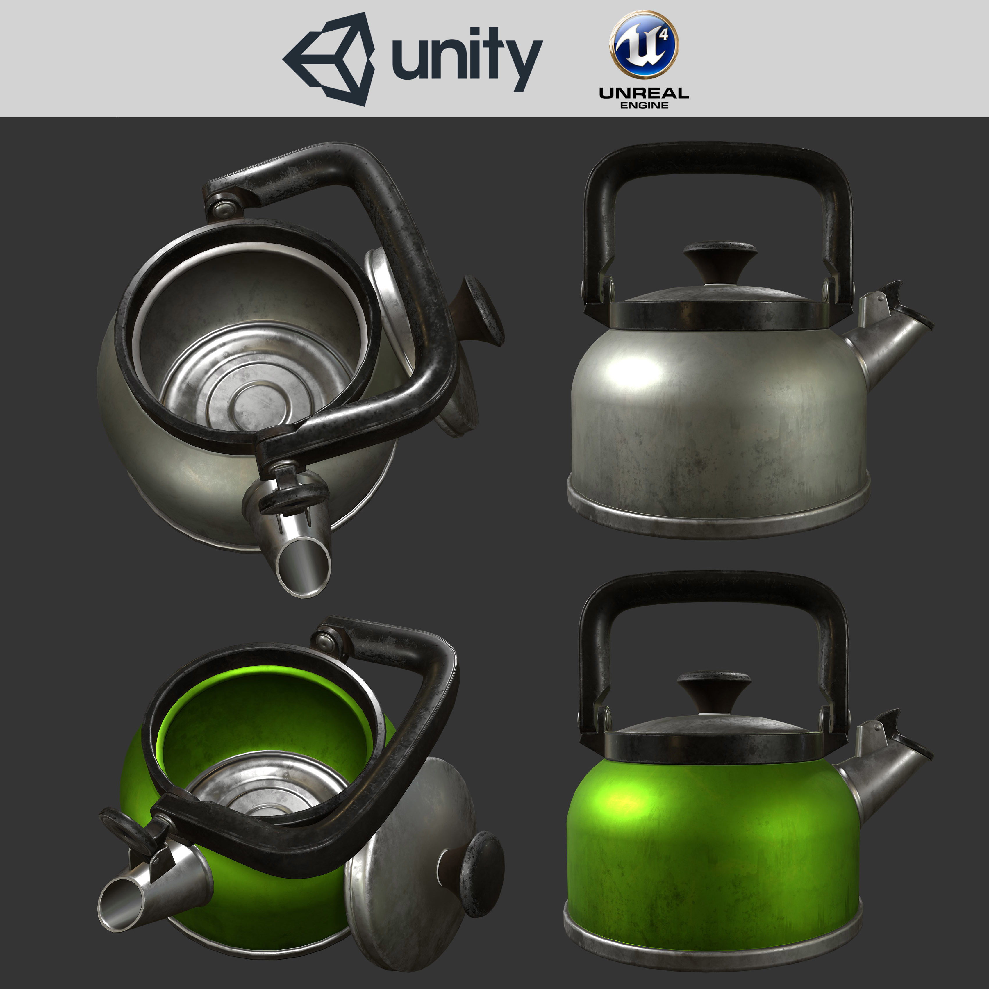 Whistling Kettle for game Unreal Engine and Unity Low-poly 3D model_1