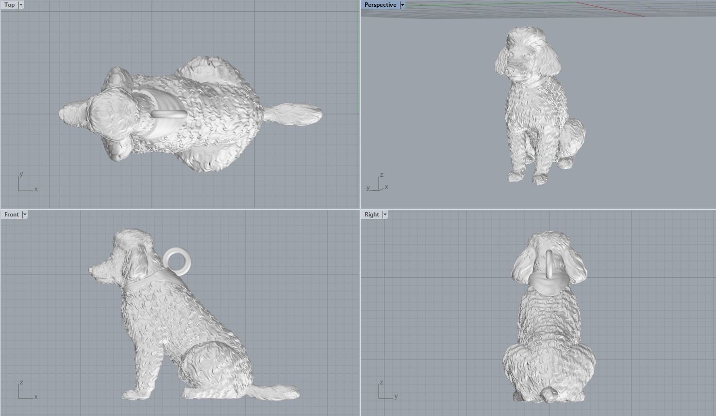 Poodle pendant  3D print model_1