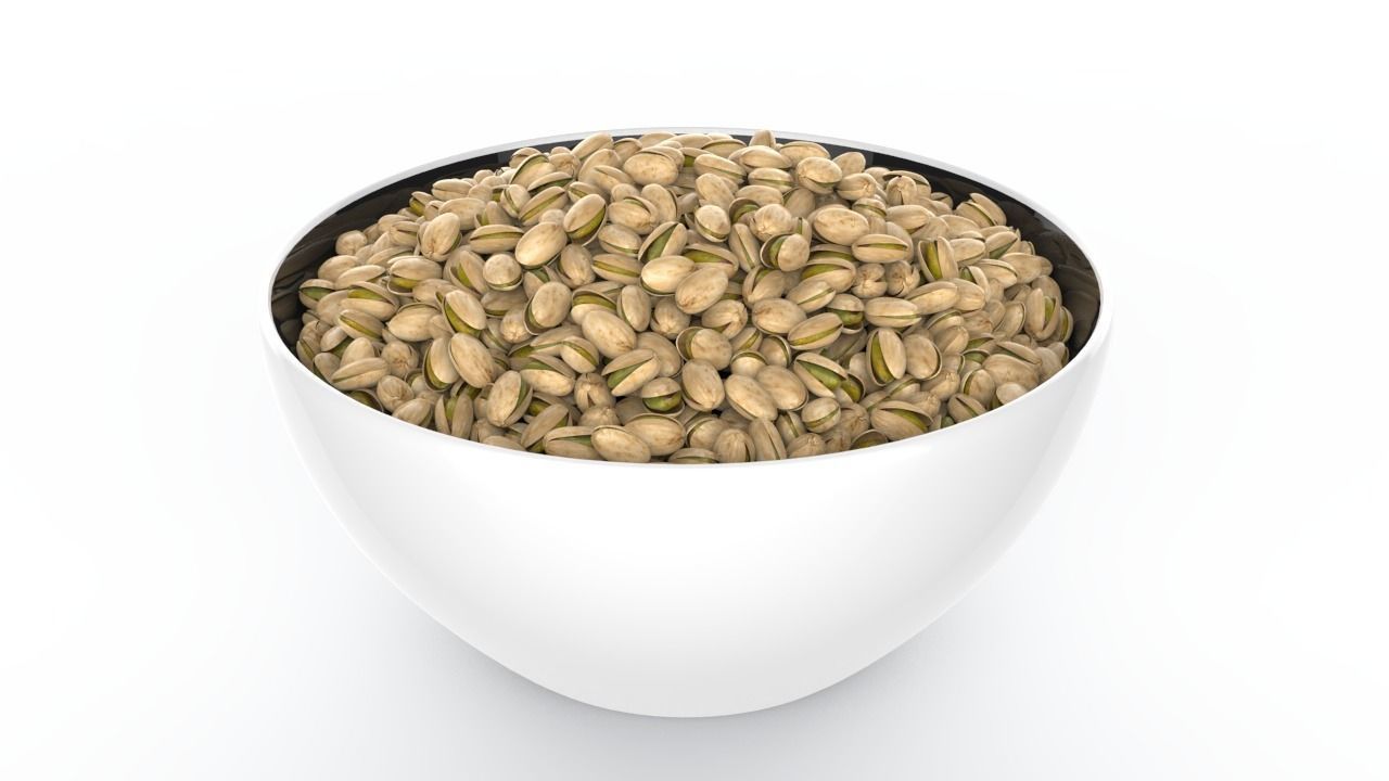 Pistachios pumpkin seeds in bowl Low-poly 3D model_1