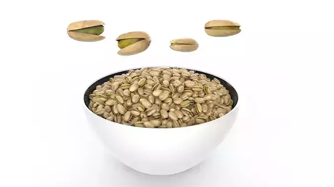 Pistachios pumpkin seeds in bowl Low-poly 3D model