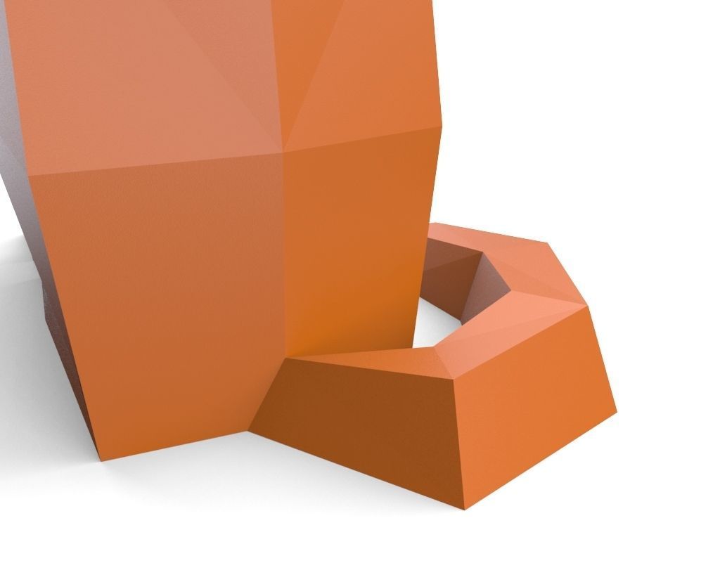 dog low poly polygonal - orange 3D print model_17