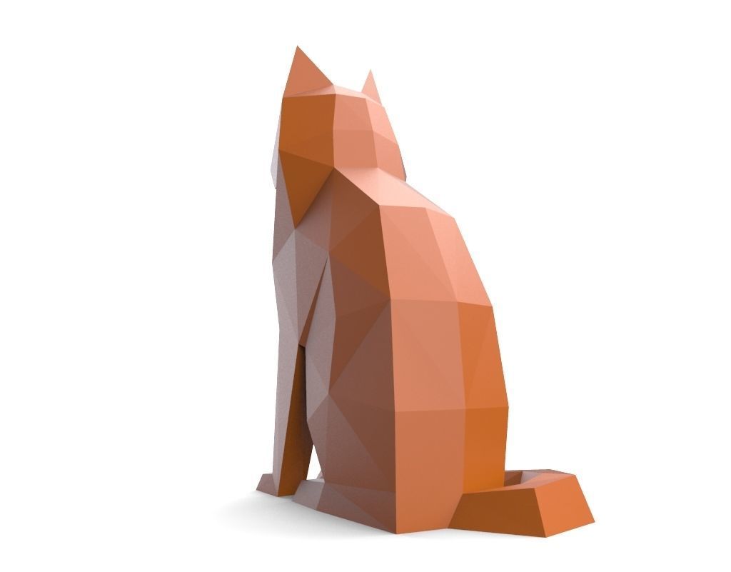dog low poly polygonal - orange 3D print model_10