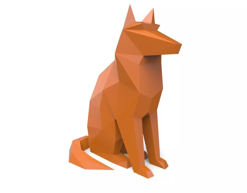 dog low poly polygonal - orange 3D print model_0