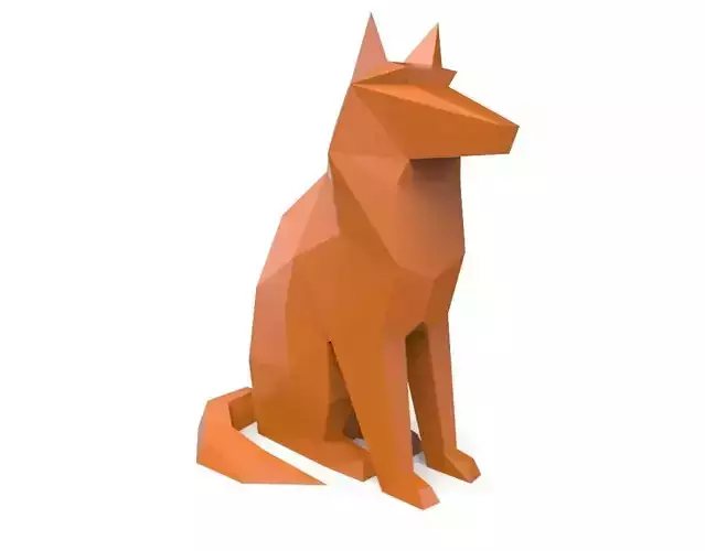 dog low poly polygonal - orange 3D print model