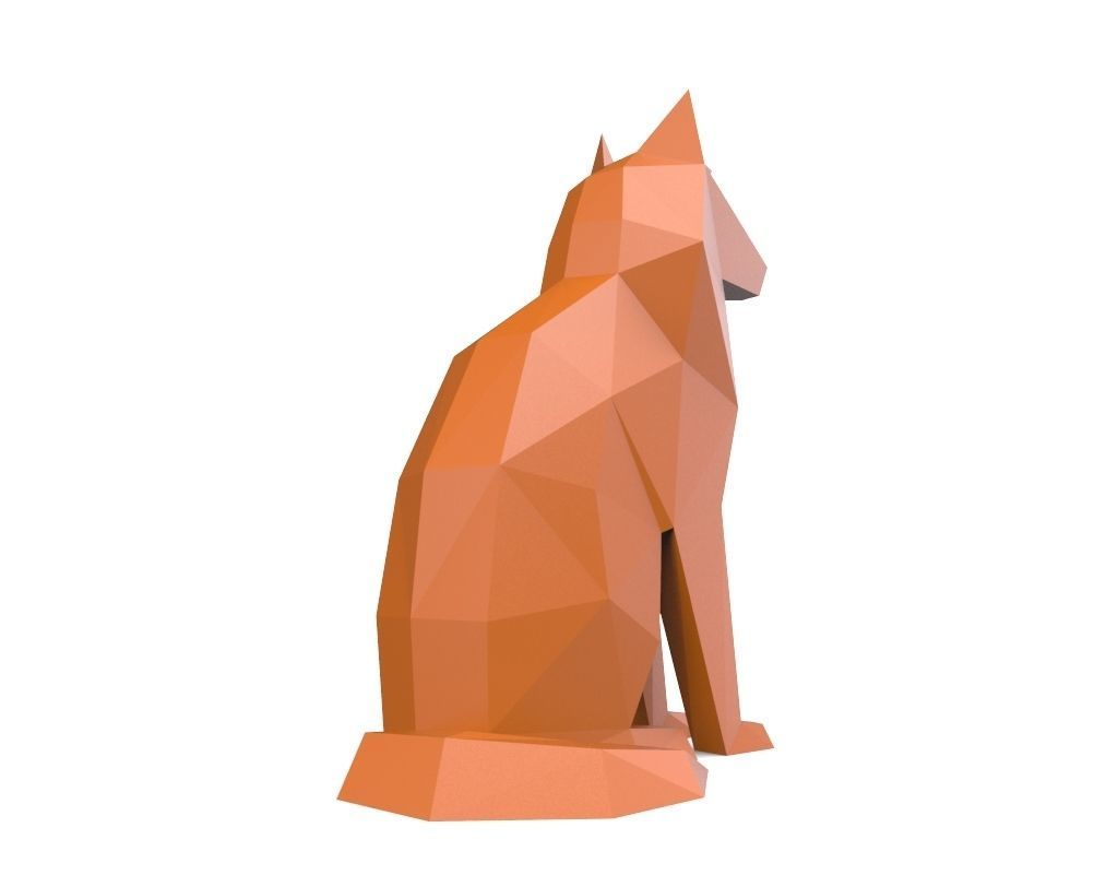 dog low poly polygonal - orange 3D print model_12