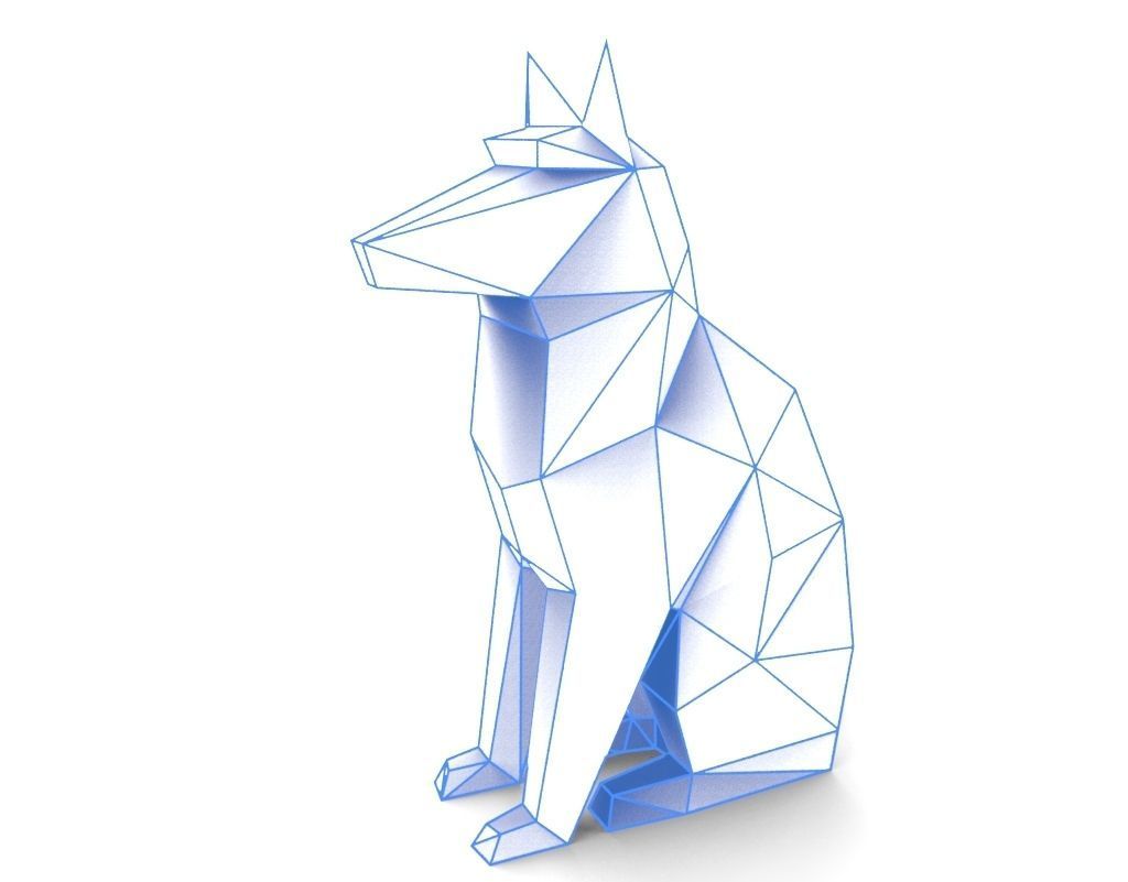 dog low poly polygonal - orange 3D print model_2
