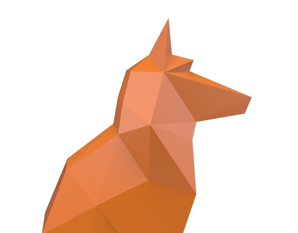 dog low poly polygonal - orange 3D print model_21