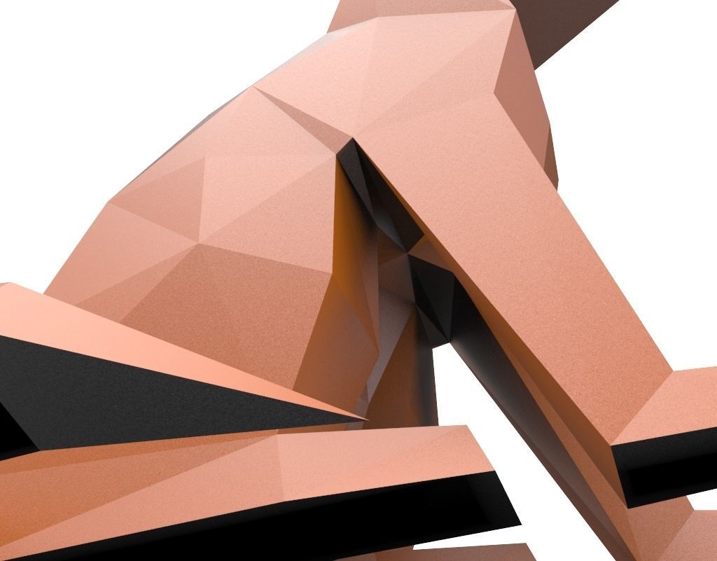 dog low poly polygonal - orange 3D print model_19