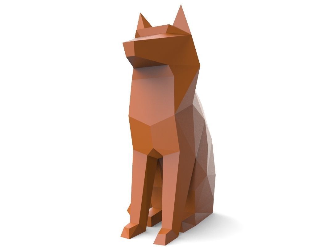 dog low poly polygonal - orange 3D print model_7