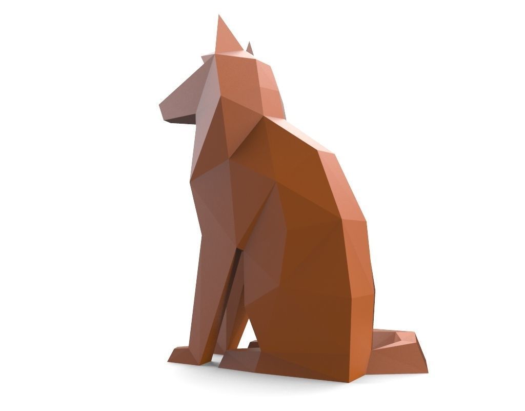 dog low poly polygonal - orange 3D print model_9