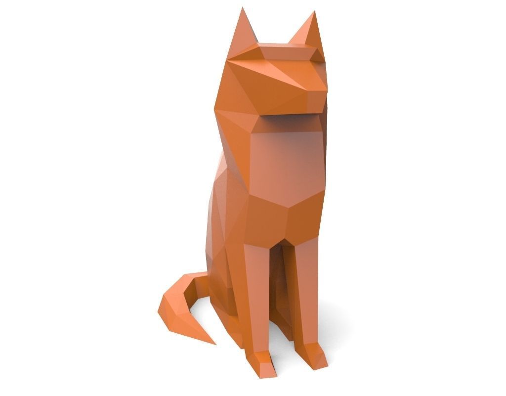 dog low poly polygonal - orange 3D print model_5