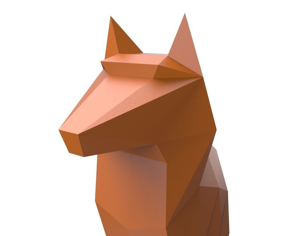 dog low poly polygonal - orange 3D print model_15