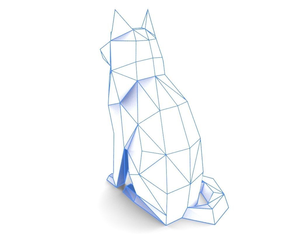 dog low poly polygonal - orange 3D print model_3