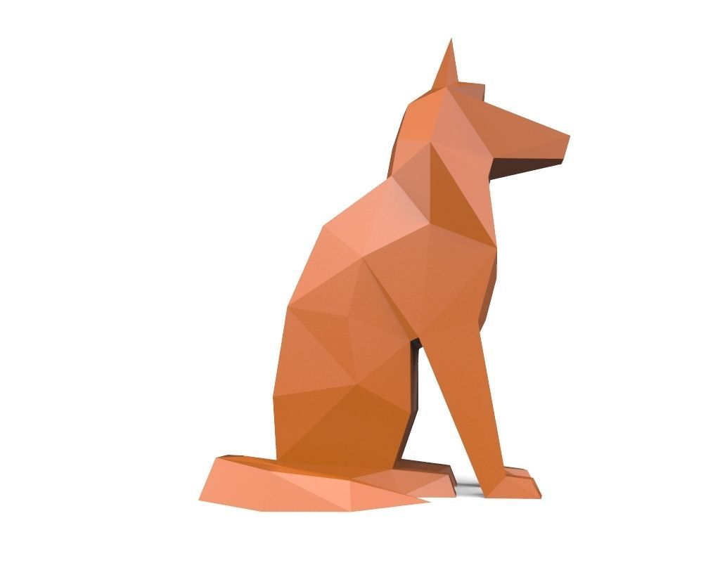 dog low poly polygonal - orange 3D print model_13