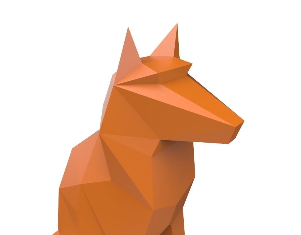 dog low poly polygonal - orange 3D print model_14