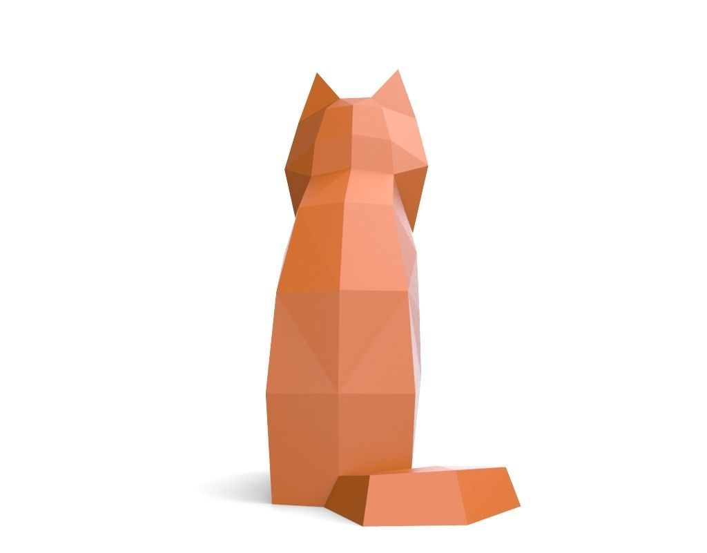 dog low poly polygonal - orange 3D print model_11