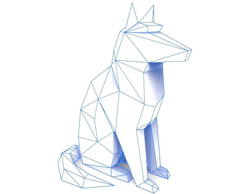 dog low poly polygonal - orange 3D print model_1