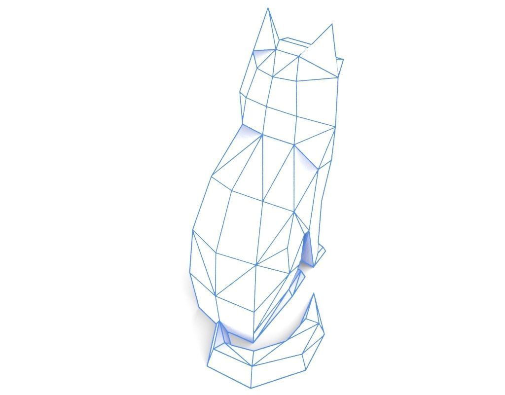 dog low poly polygonal - orange 3D print model_4